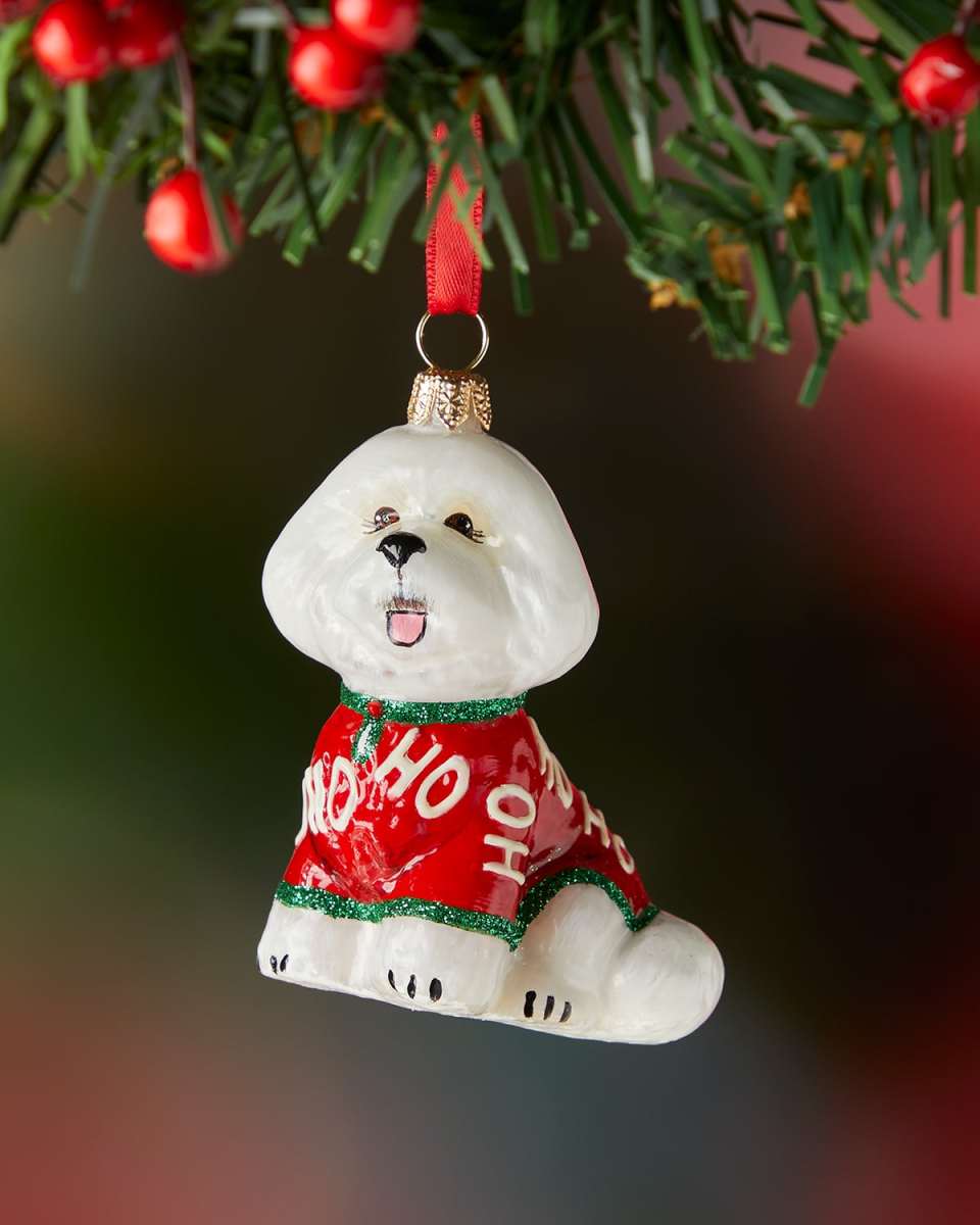 Bichon Frise in Christmas Pajamas Ornament
